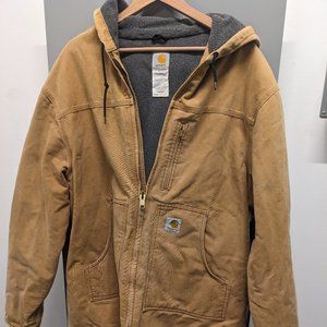 Men's Carhartt C68 Duck Hooded Ridge Coat Fleece Lined C68 XL Tall